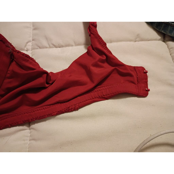 Women's Joyspun Bra Size 38D Red Lace Wireless Push-up Padded Bra - Picture 9 of 9